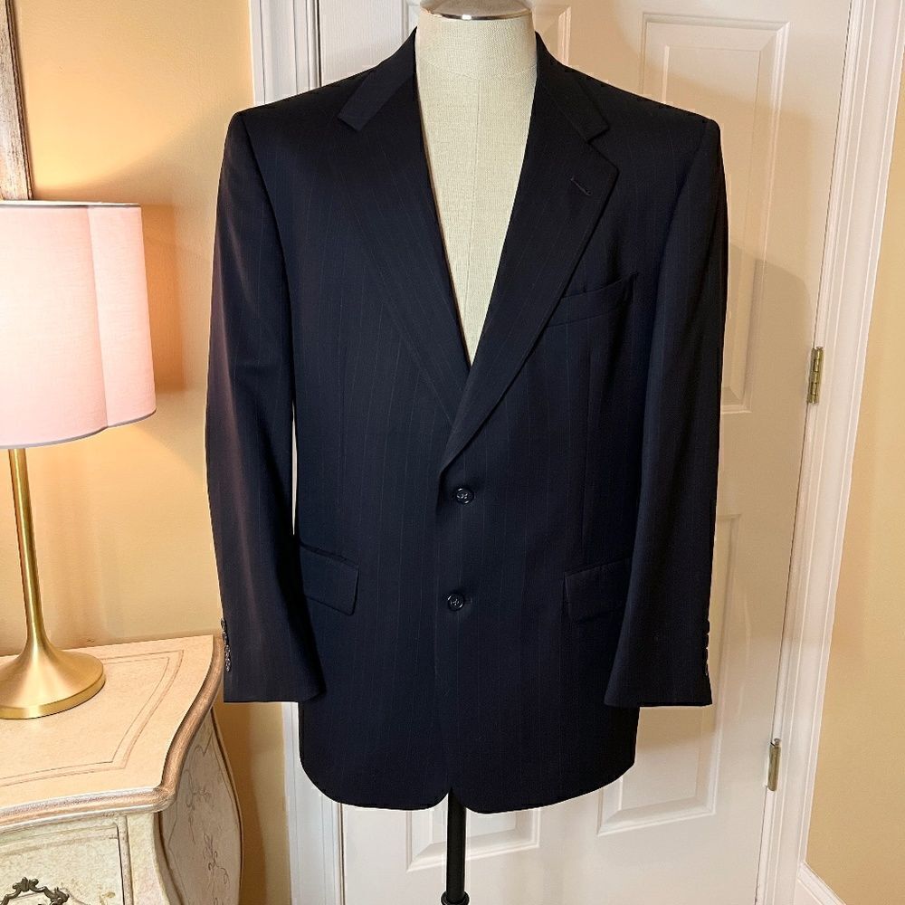 EEUC Men's Hart Schaffner & Marx Black Pinstripe Blazer Sport Coat Size 42R